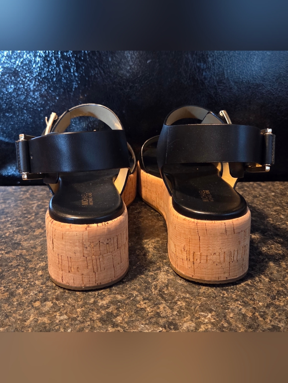 Michael Kors, Double Strap Sandals w/Gold Buckle Accents - Picture 3 of 12